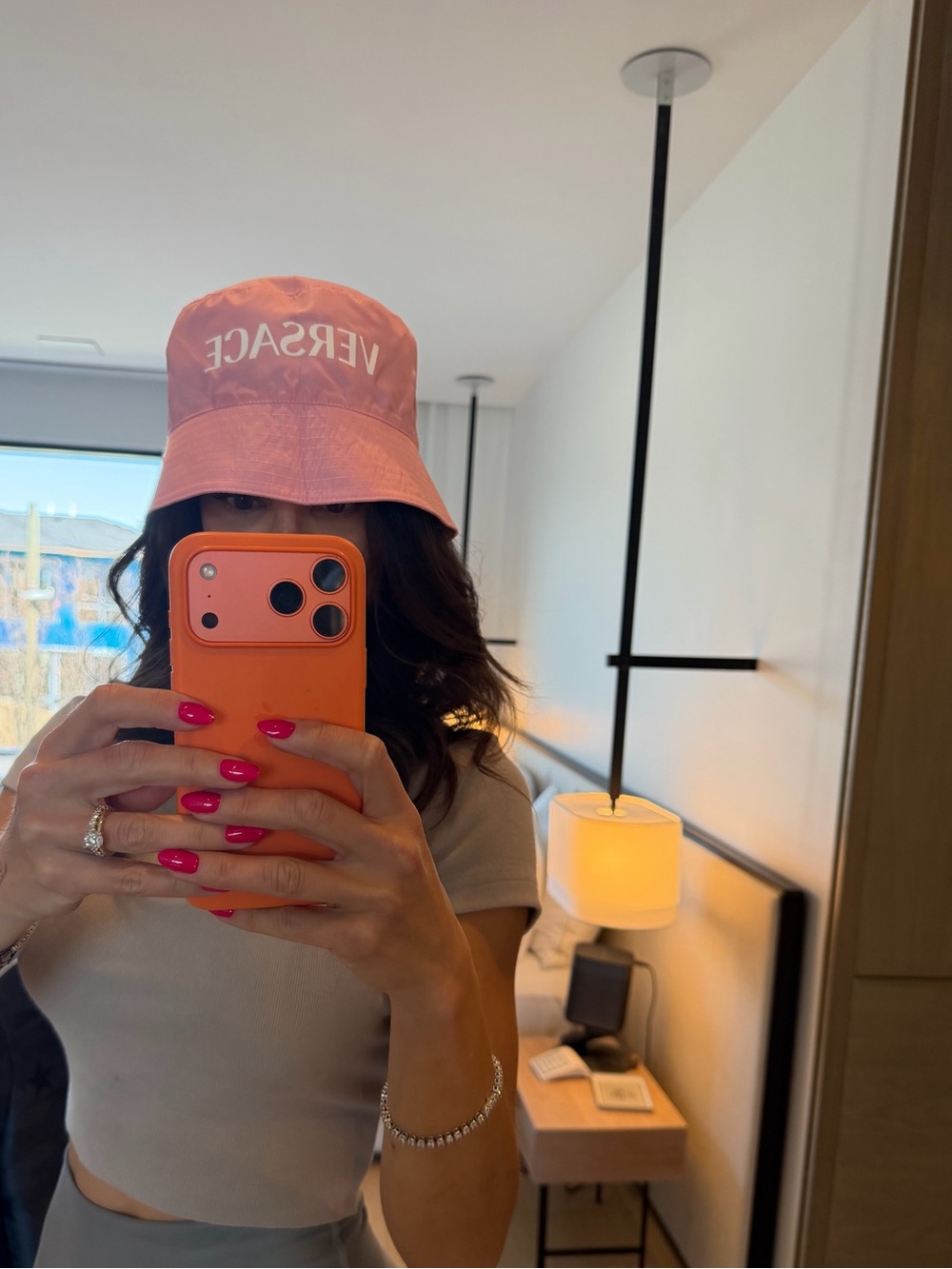 New with tag Versace reversible Pink Bucket Hat with White Logo 2026